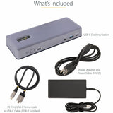 Station d'accueil USB-C StarTech.com, HDMI/DP/DP Alt Mode, triple/double 4K, 7 hubs USB, PD 60 W, GbE, certifiée WWCB