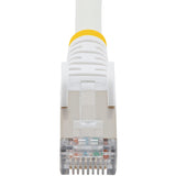 StarTech.com 12ft CAT6a Ethernet Cable, White Low Smoke Zero Halogen (LSZH) 10 GbE 100W PoE S/FTP Snagless RJ-45 Network Patch Cord