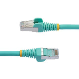 StarTech.com 8ft CAT6a Ethernet Cable, Aqua Low Smoke Zero Halogen (LSZH) 10 GbE 100W PoE S/FTP Snagless RJ-45 Network Patch Cord