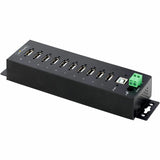 StarTech.com 10-Port Industrial USB 2.0 HUB, Rugged USB Hub w/ESD Level 4 Protection, DIN/Wall/Desk Mountable USB-A Hub, USB Expansion Hub