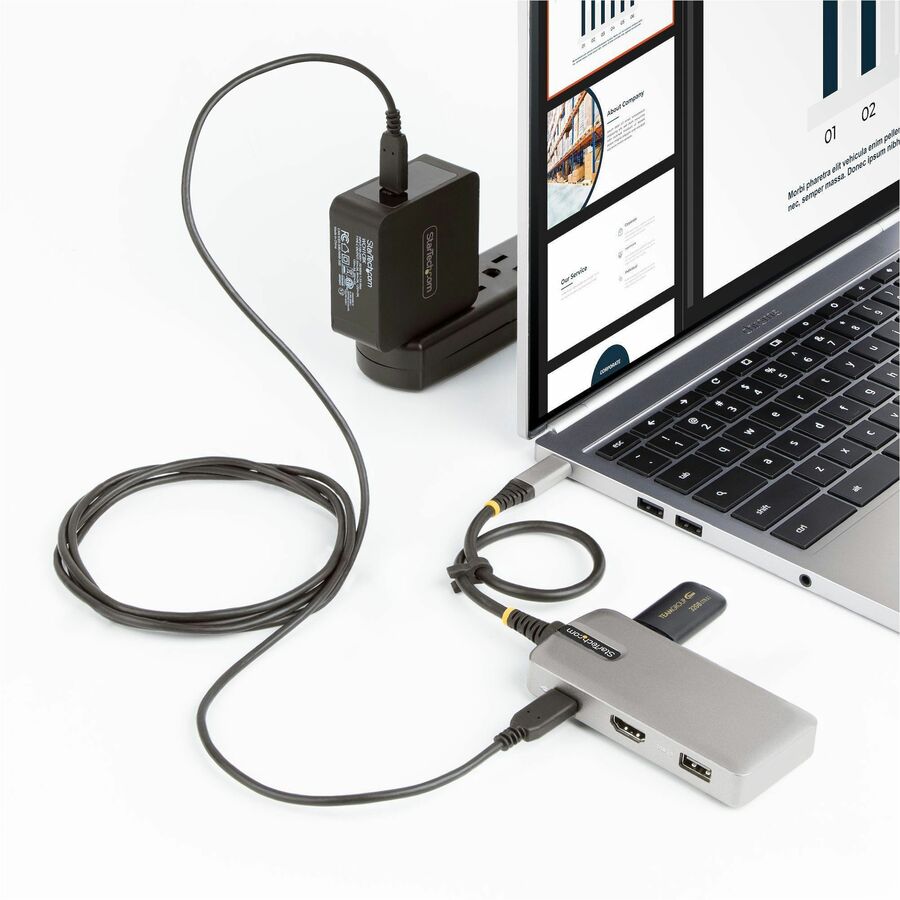 StarTech.com USB-C Multiport Adapter, 4K 60Hz HDMI, 3-Port USB Hub, 100W Power Delivery Pass-Through, Mini Dock, Windows/macOS/ChromeOS