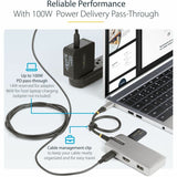 StarTech.com USB-C Multiport Adapter, 4K 60Hz HDMI, 3-Port USB Hub, 100W Power Delivery Pass-Through, Mini Dock, Windows/macOS/ChromeOS
