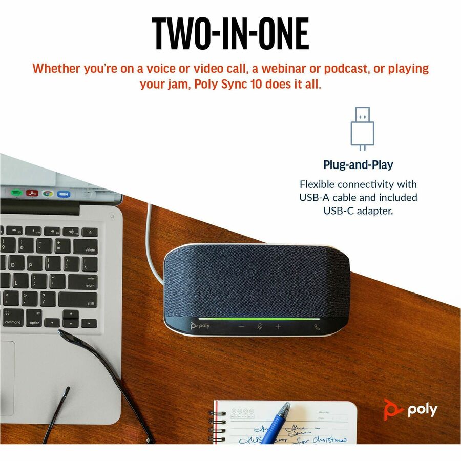 Poly Sync 10 USB-A USB-C Speakerphone