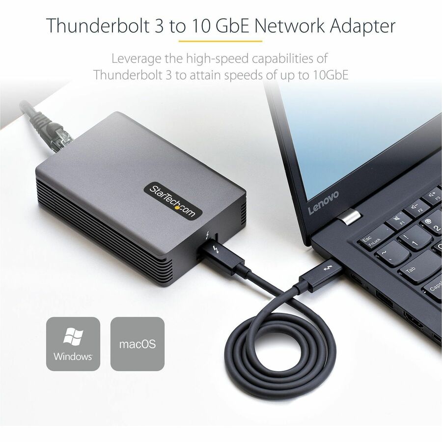 StarTech.com Thunderbolt 3 to Ethernet Adapter, 10GbE, Multi-Gigabit Thunderbolt 3 to RJ45 Network Adapter, TB3/TB4 10GbE NIC
