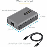 StarTech.com Thunderbolt 3 to Ethernet Adapter, 10GbE, Multi-Gigabit Thunderbolt 3 to RJ45 Network Adapter, TB3/TB4 10GbE NIC
