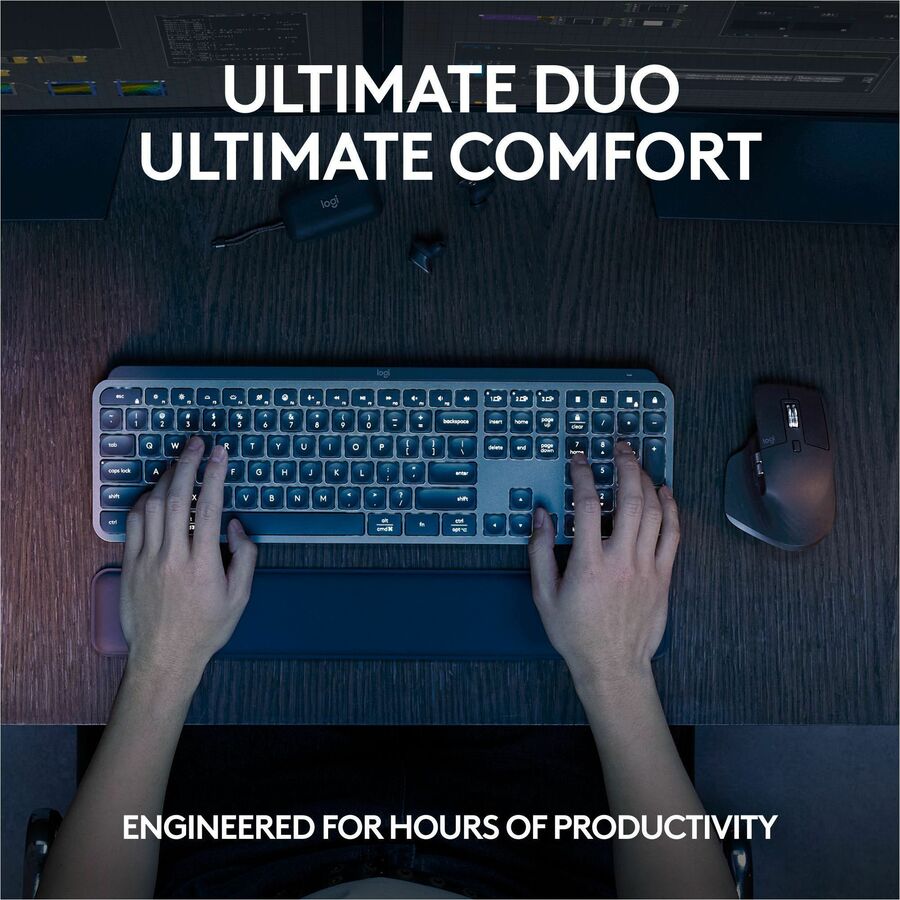 Logitech MX Keys S Combo - Performance Wireless Keyboard and Mouse with Palm Rest