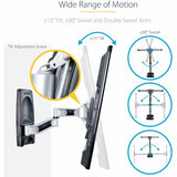 StarTech.com Articulating TV Wall Mount, VESA Wall Mount TV Bracket for 65 inch/99lb/Curved TVs, Corner Adjustable Low Profile Wall Mount