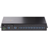 StarTech.com 16-Port Industrial USB 3.0 Hub 5Gbps, Mountable, Terminal Block Power Up to 120W Shared, USB Charging, Dual-Host Hub/Switch 