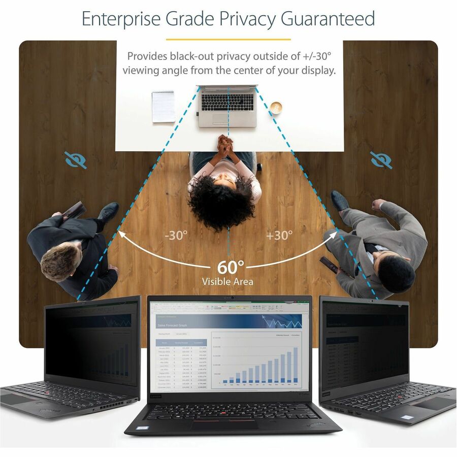 StarTech.com 13.3in Laptop Privacy Screen For 16:9 Displays, Anti-Glare Privacy Filter with 51% Blue Light Reduction, Matte/Glossy