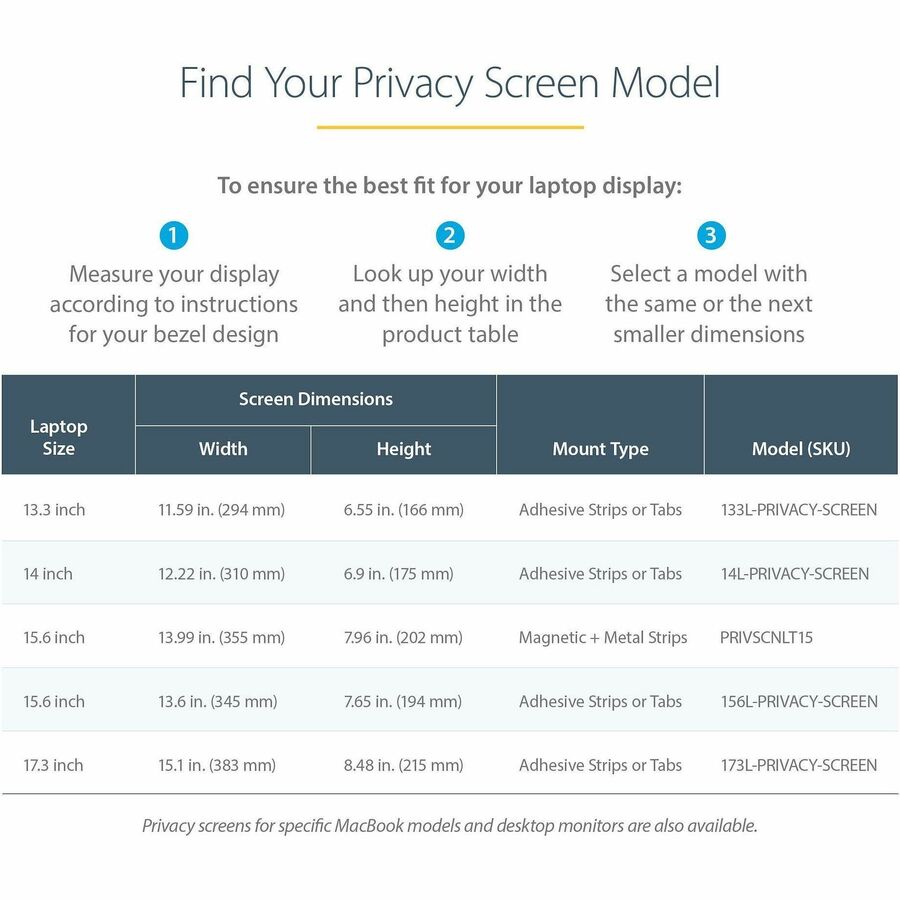 StarTech.com 13.3in Laptop Privacy Screen For 16:9 Displays, Anti-Glare Privacy Filter with 51% Blue Light Reduction, Matte/Glossy