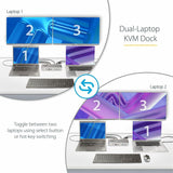 StarTech.com Dual-Laptop USB-C KVM Docking Station, Dual Monitor 4K 60Hz DisplayPort Dock, 5x USB Hub, GbE, 90W/45W PD, Windows/Mac, TAA