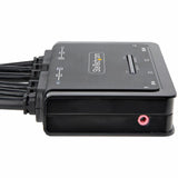 StarTech.com 2-Port Dual-Monitor DisplayPort Cable KVM Switch, 4K 60Hz, Compact KVM with 5ft/1.5m Integrated Host Cables, Bus Powered