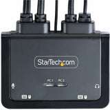 StarTech.com 2-Port USB-C Cable KVM Switch, 4K 60Hz DisplayPort Output, Compact KVM with 4ft/1.2m Integrated Host Cables, Bus Powered