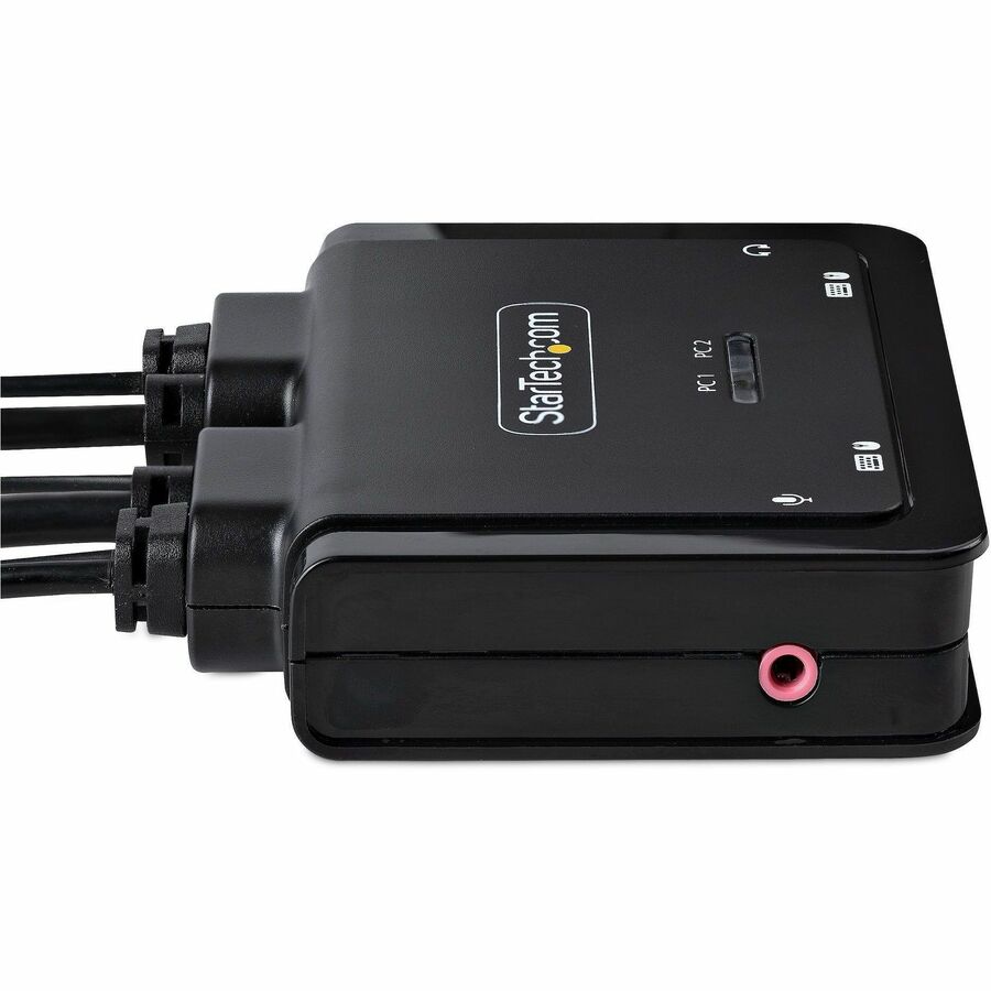StarTech.com 2-Port Hybrid USB-C HDMI Cable KVM Switch, 4K 60Hz, Compact KVM with 6ft/1.8m USB-A & 4ft/1.2m USB-C Integrated Cables