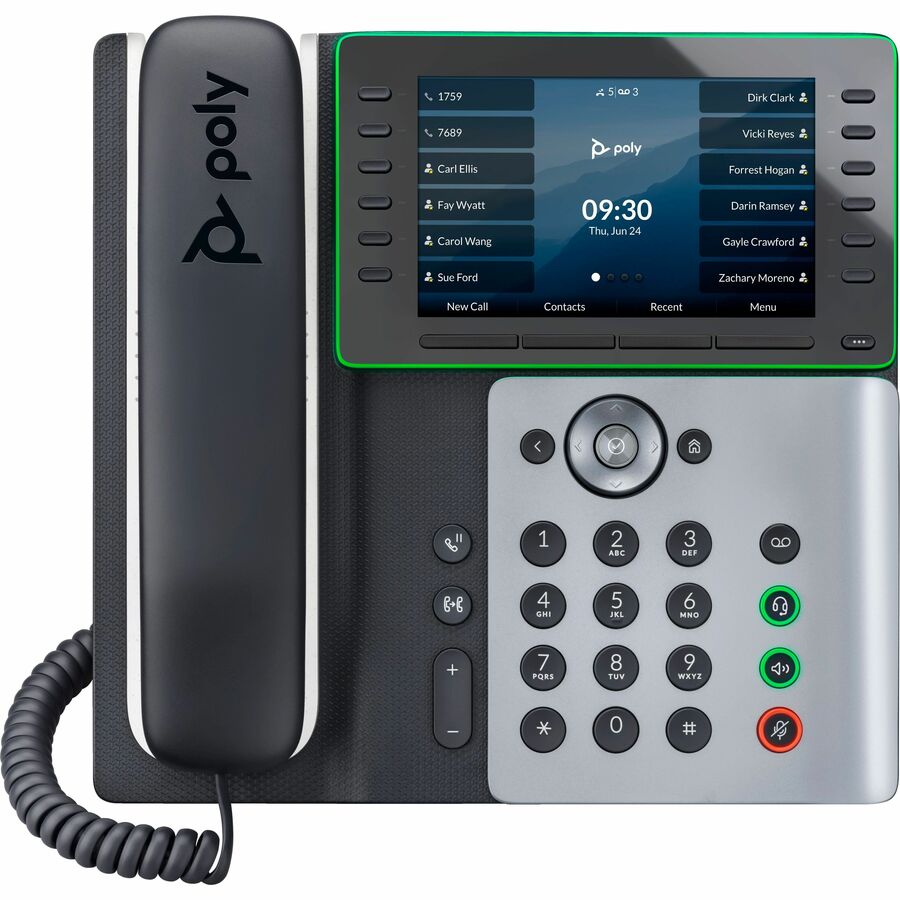 Poly Edge E500 IP Phone - Corded - Corded - Desktop, Wall Mountable - Black