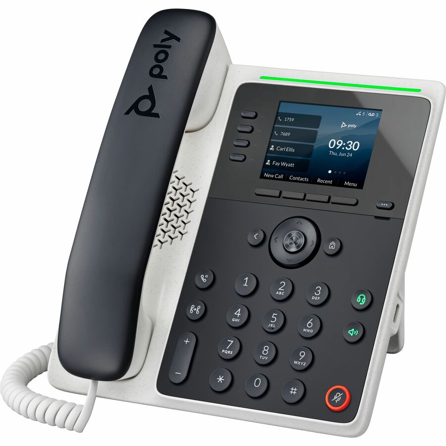 Poly Edge E220 IP Phone - Corded - Corded/Cordless - Bluetooth - 3 Multiple Conferencing - Desktop, Wall Mountable - White, Midnight Blue