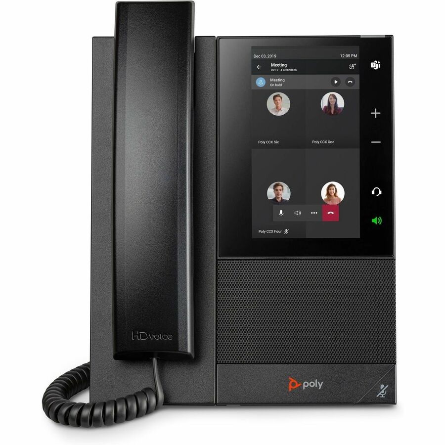 Poly CCX 505 IP Phone - Corded - Corded/Cordless - Wi-Fi, Bluetooth - Desktop, Wall Mountable - Black