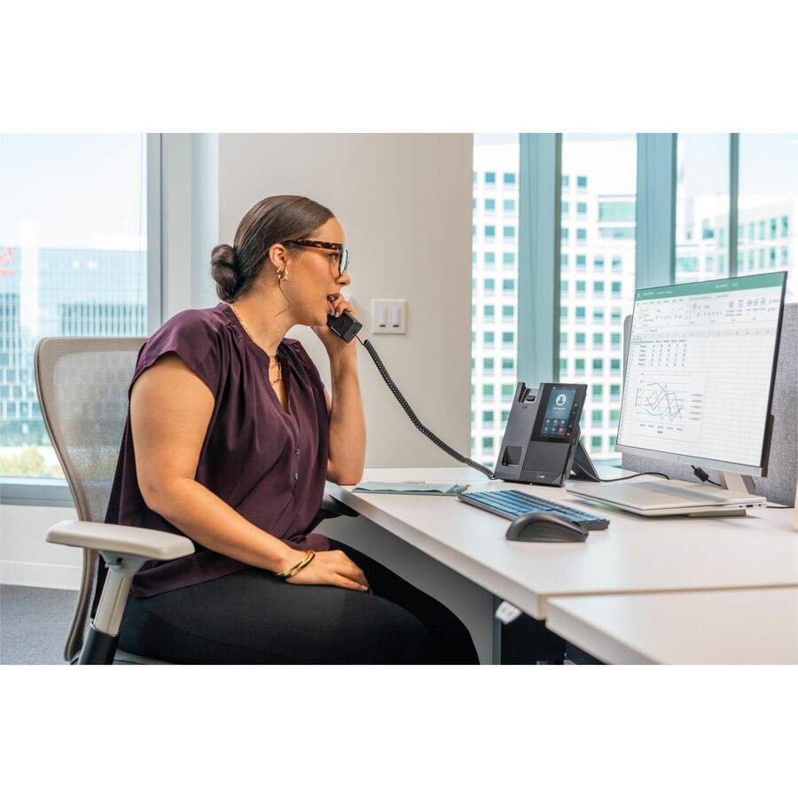 Poly CCX 505 IP Phone - Corded - Corded/Cordless - Wi-Fi, Bluetooth - Desktop, Wall Mountable - Black