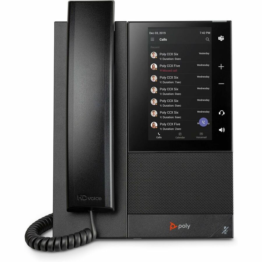 Poly CCX 505 IP Phone - Corded - Corded/Cordless - Wi-Fi, Bluetooth - Desktop, Wall Mountable - Black