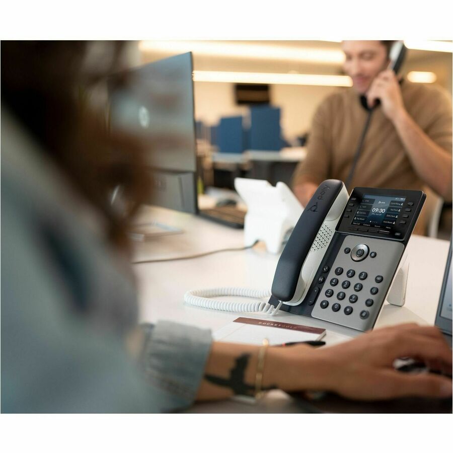 Poly Edge E350 IP Phone - Corded - Corded/Cordless - Wi-Fi, Bluetooth, NFC - 3 Multiple Conferencing - Desktop, Wall Mountable - White, Midnight Blue