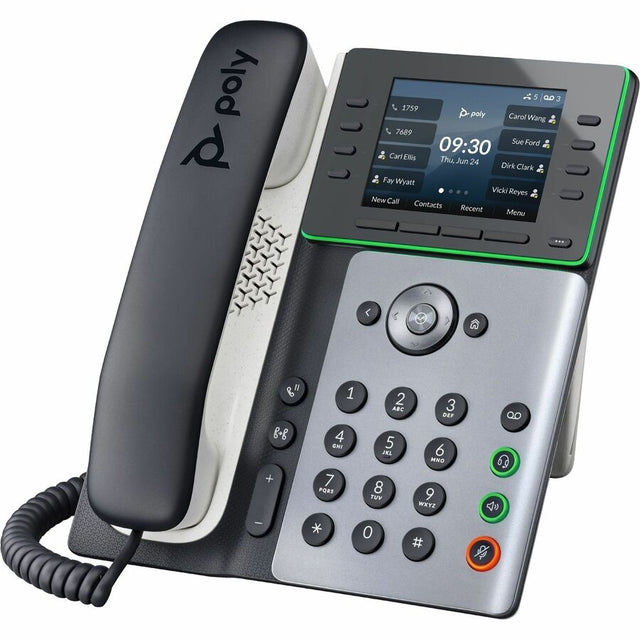 Poly Edge E350 IP Phone - Corded - Corded/Cordless - Wi-Fi, Bluetooth, NFC - 3 Multiple Conferencing - Desktop, Wall Mountable - White, Midnight Blue