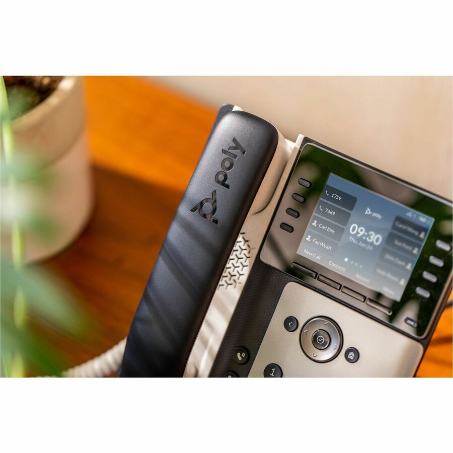 Poly Edge E350 IP Phone - Corded - Corded/Cordless - Wi-Fi, Bluetooth, NFC - 3 Multiple Conferencing - Desktop, Wall Mountable - White, Midnight Blue