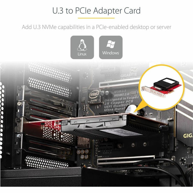 StarTech.com U.3 to PCIe Adapter Card, PCIe 4.0 x4 Adapter For 2.5" U.3 NVMe SSDs, SFF-TA-1001 PCI Express Add-in Card, TAA Compliant
