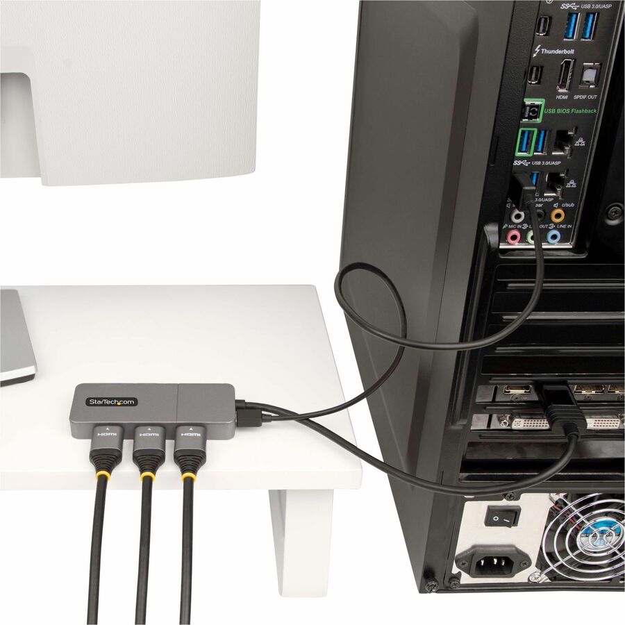 StarTech.com 3-Port MST Hub, DisplayPort to Triple 4K 60Hz HDMI, DP 1.4 Multi-Monitor Adapter, Windows Only