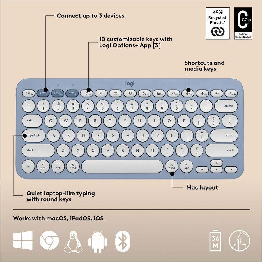 Ensemble clavier et souris sans fil Logitech Pebble 2 pour Mac