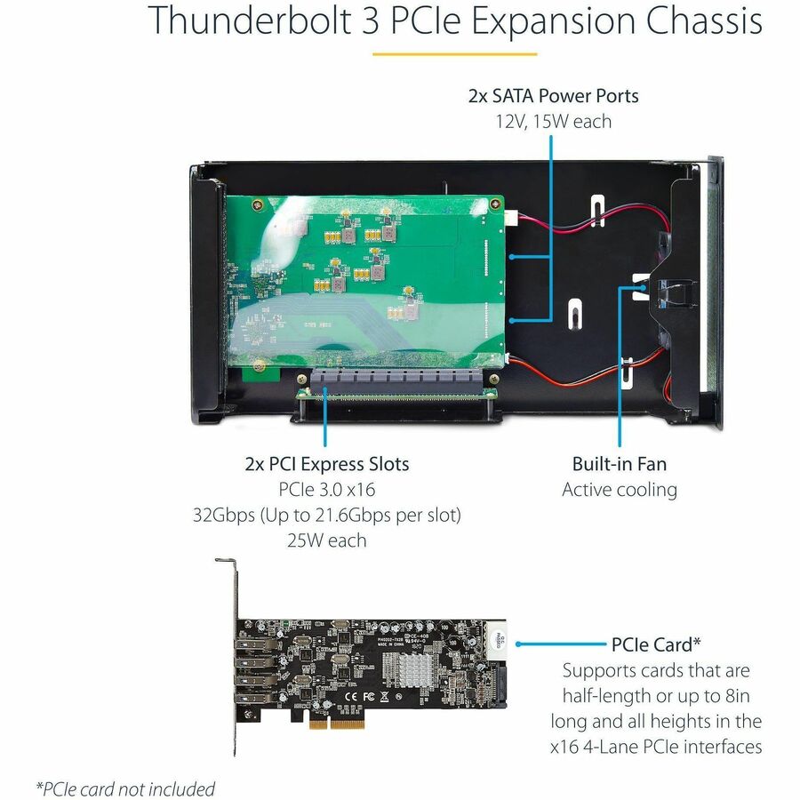 StarTech.com Thunderbolt 3 PCIe Expansion Chassis, Enclosure Box w/Dual PCI-E Slots, External PCIe Slots, 8K/4K Output Via TB3/DP 1.4, TAA