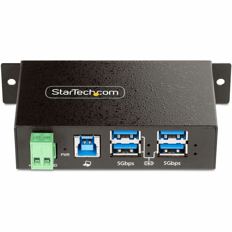 Hub USB géré StarTech.com 4 ports, boîtier industriel en métal robuste, protection contre les décharges électrostatiques et les surtensions, montage mural/de bureau/sur rail DIN, USB 5 Gbit/s