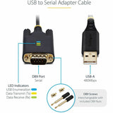 StarTech.com 3ft (1m) USB to Serial Adapter Cable, COM Retention, FTDI IC, DB9 RS232, Interchangeable DB9 Screws/Nuts, Windows/macOS/Linux
