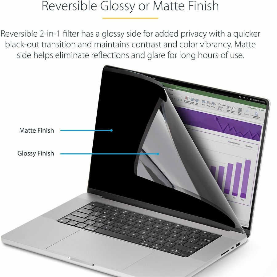 StarTech.com StarTech.com 13-inch MacBook Air M2/M3 Laptop Privacy Screen, Removable and Reversible Anti-Glare Blue Light Filter, Magnetic