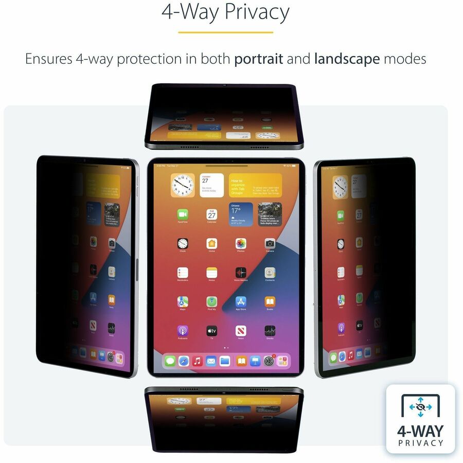 StarTech.com 4-Way Privacy Screen For 12.9-inch iPad Pro, 3rd Gen and Up, Portrait/Landscape, Touch-Enabled, +/- 30 Deg. View, Anti-Glare