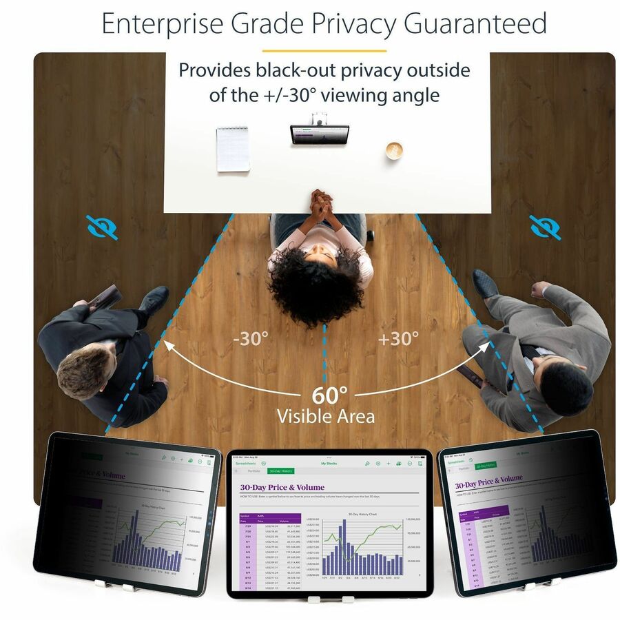 StarTech.com 4-Way Privacy Screen For 12.9-inch iPad Pro, 3rd Gen and Up, Portrait/Landscape, Touch-Enabled, +/- 30 Deg. View, Anti-Glare
