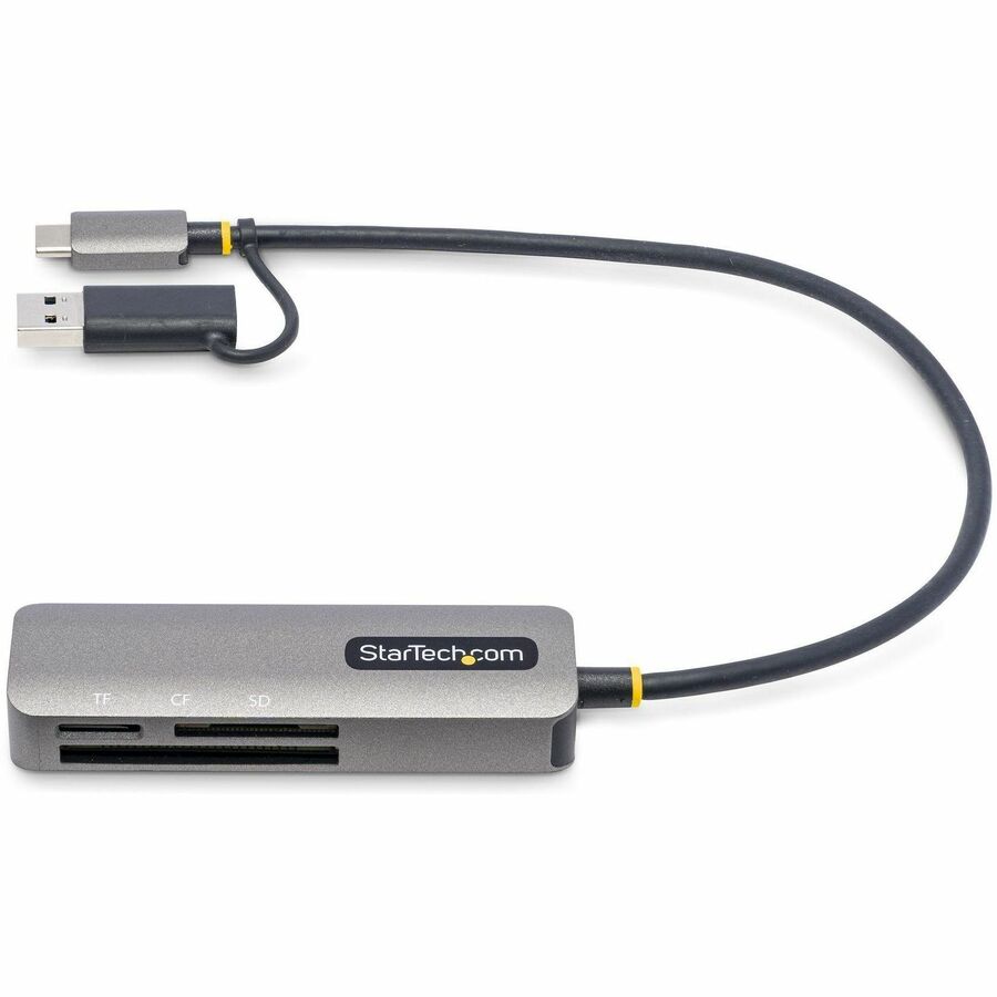 StarTech.com USB 3.0 Multi-Media Memory Card Reader, SD/microSD/CompactFlash, USB-C 5Gbps External Card Reader with Attached USB-A Adapter