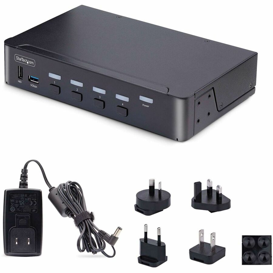 StarTech.com 4-Port DisplayPort 1.4 KVM Switch, 8K 60Hz / 4K 144Hz, 2x USB 3.0 Ports, 4x USB 2.0 Ports, Hotkey Switching, TAA Compliant