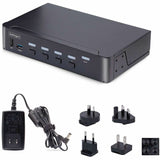 StarTech.com 4-Port DisplayPort 1.4 KVM Switch, 8K 60Hz / 4K 144Hz, 2x USB 3.0 Ports, 4x USB 2.0 Ports, Hotkey Switching, TAA Compliant