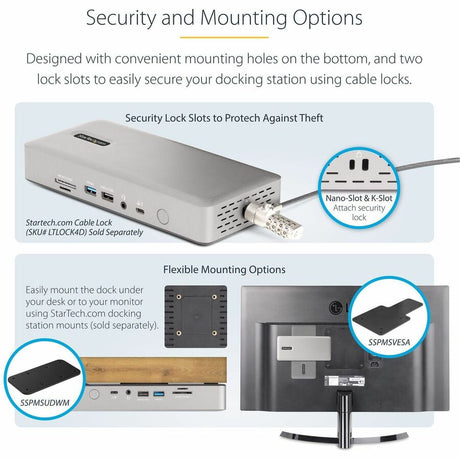 StarTech.com Universal USB4 & Thunderbolt 4 Docking Station, 98W Quad/Triple/Dual Display Dock with HDMI/DP for Macbook / Windows