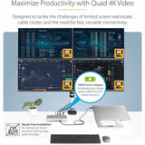 StarTech.com Universal USB4 & Thunderbolt 4 Docking Station, 98W Quad/Triple/Dual Display Dock with HDMI/DP for Macbook / Windows