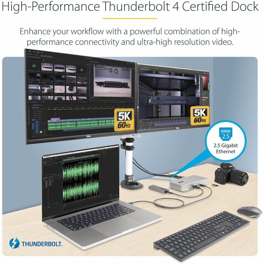 StarTech.com Universal USB4 & Thunderbolt 4 Docking Station, 98W Quad/Triple/Dual Display Dock with HDMI/DP for Macbook / Windows