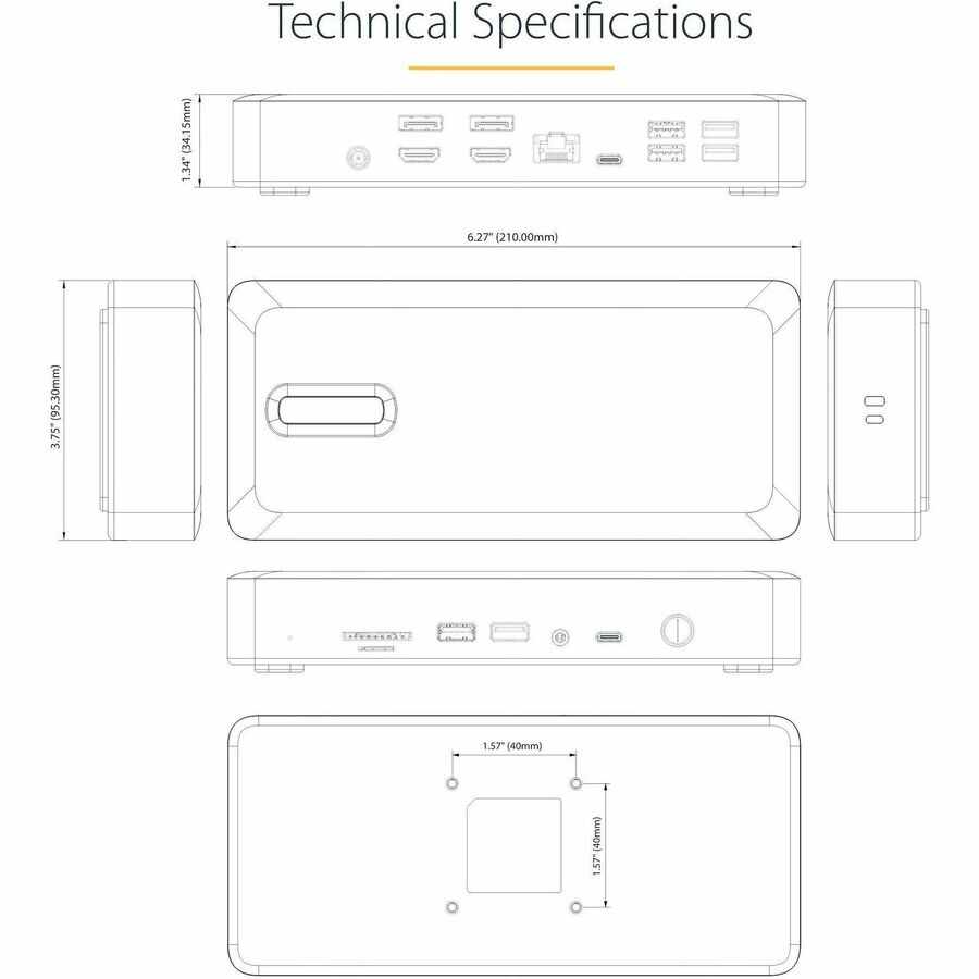 StarTech.com Universal USB4 & Thunderbolt 4 Docking Station, 98W Quad/Triple/Dual Display Dock with HDMI/DP for Macbook / Windows