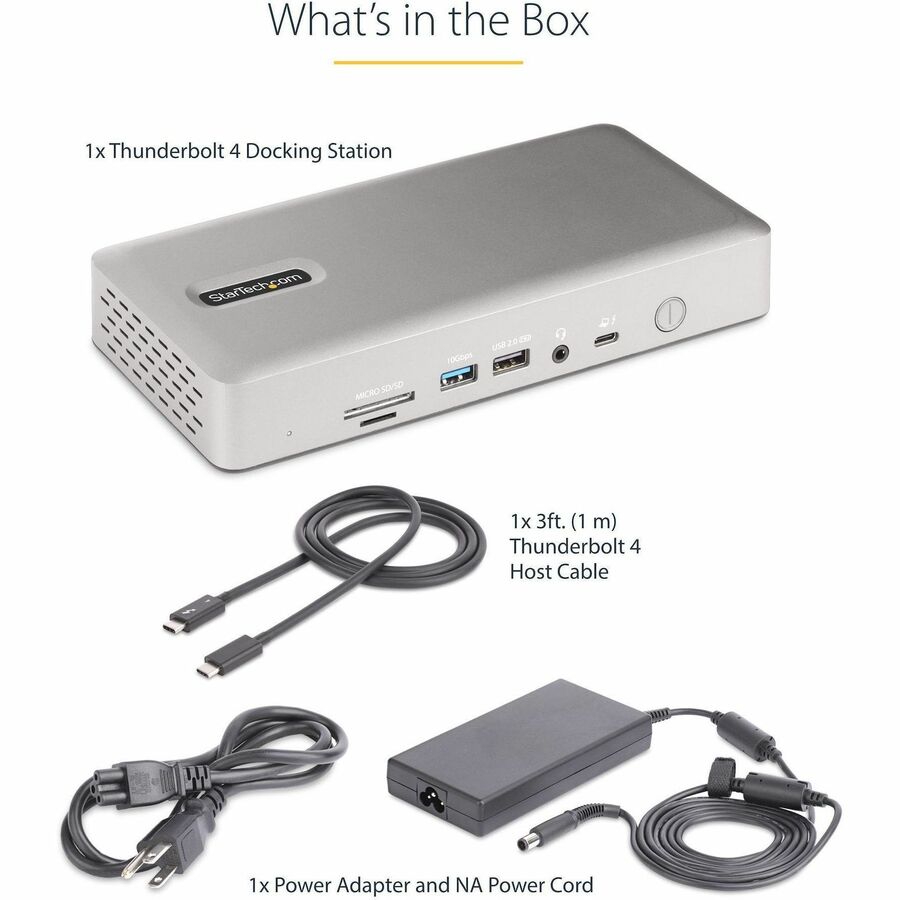 StarTech.com Universal USB4 & Thunderbolt 4 Docking Station, 98W Quad/Triple/Dual Display Dock with HDMI/DP for Macbook / Windows