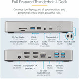 StarTech.com Universal USB4 & Thunderbolt 4 Docking Station, 98W Quad/Triple/Dual Display Dock with HDMI/DP for Macbook / Windows