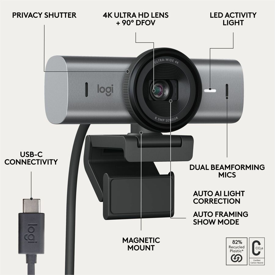 Logitech BRIO 705 Webcam - 8.5 Megapixel - 60 fps - Graphite - USB Type C