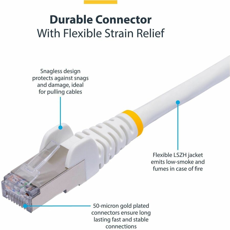 StarTech.com 10ft White CAT8 Ethernet Cable, Snagless RJ45, 25G/40G 2000MHz, 100W PoE, S/FTP, 26AWG Pure Bare Copper, LSZH Network Patch Cord