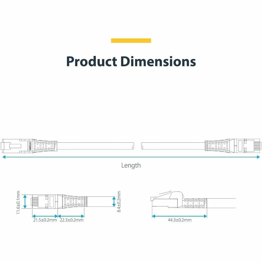 StarTech.com 3ft White CAT8 Ethernet Cable, Snagless RJ45, 25G/40G 2000MHz, 100W PoE, S/FTP, 26AWG Pure Bare Copper, LSZH Network Patch Cord