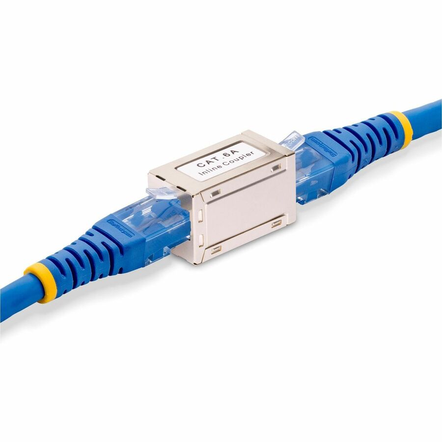StarTech.com Shielded RJ45 Coupler, Inline Cat6a Coupler, Female to Female (F/F) T568B Pinout, Shielded Ethernet Cable Extension