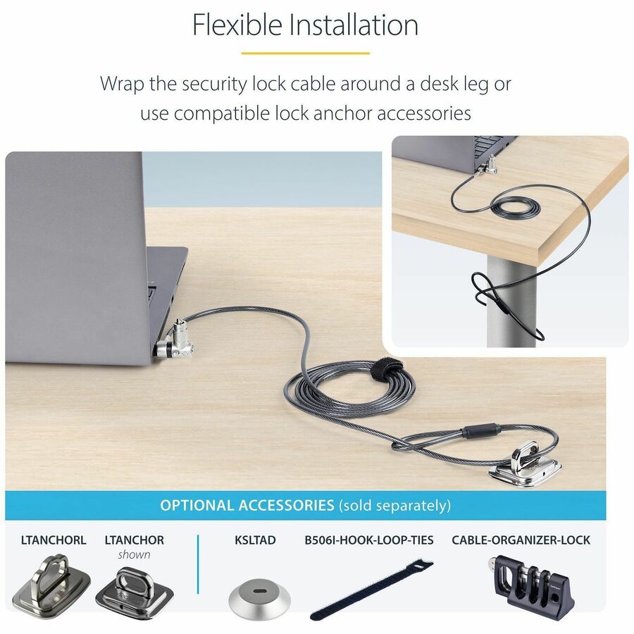 StarTech.com 25-Pack Universal Laptop Lock 6.6ft, Keyed Alike Locking Cable, Security Cable, Compatible w/Noble Wedge&reg;/Nano/K-Slot