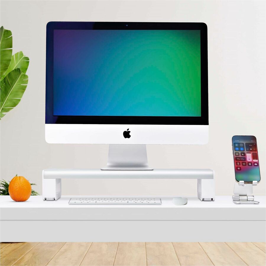 StarTech.com Ergonomic Monitor Riser Stand, Up to 33lb/15kg, Fixed height 3.5in/9cm, Desktop Computer Monitor/Laptop Riser, Steel Platform 